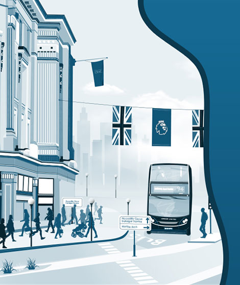 Illustration of London street scene Illustration of London street scene