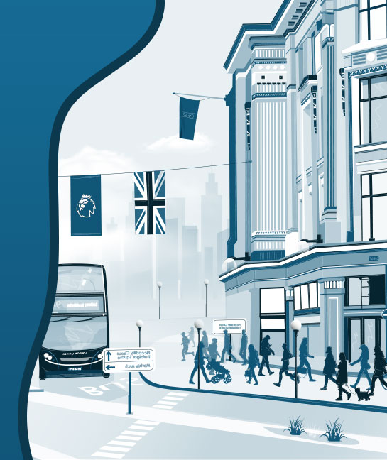 Illustration of London street scene Illustration of London street scene