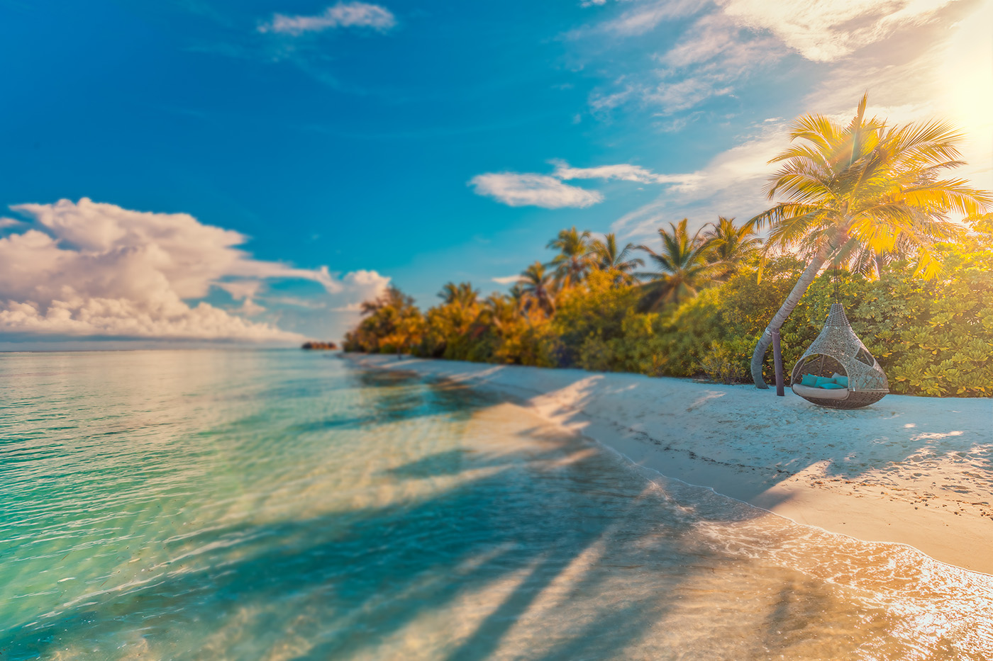 amazing-nature-pristine-beach-with-palm-trees-sunset-sky-shadows-summer-vacation-travel-holiday