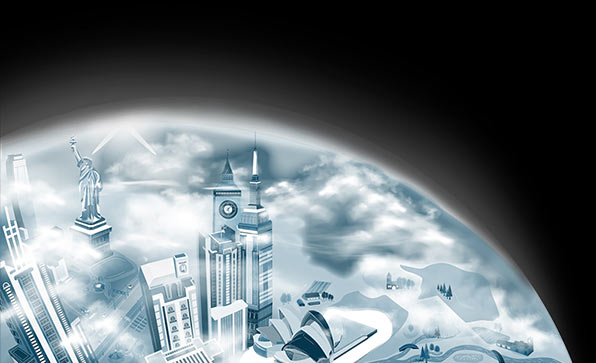 The earth with monuments through the clouds The earth with monuments through the clouds