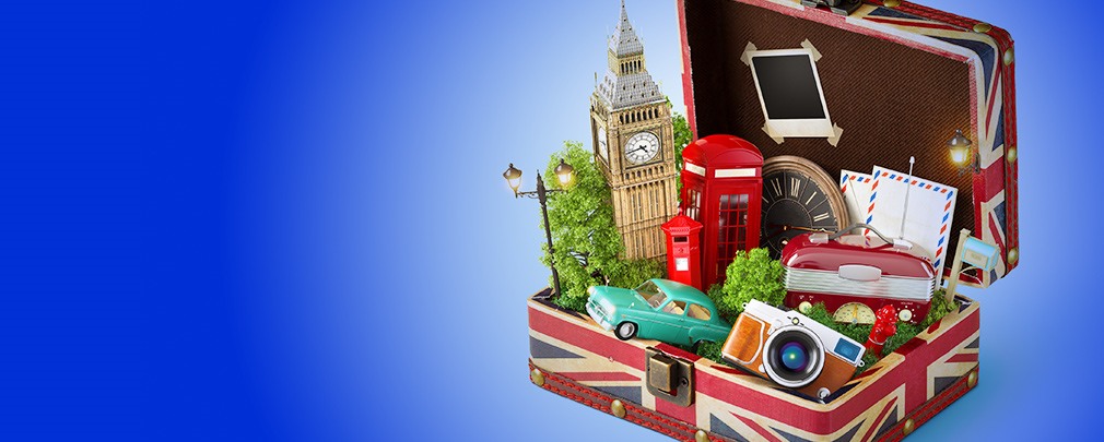 suitcase full of UK memorabilia 