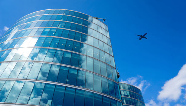 Airplane in london sky