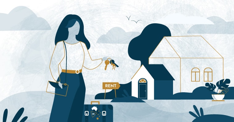 woman renting a house holding keys
