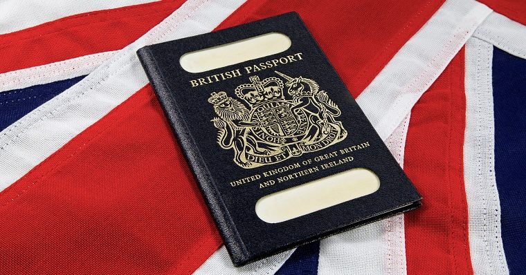 British passport on union jack