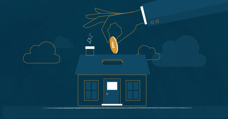 coin inserted into house