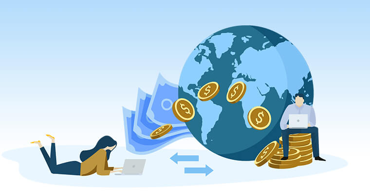 woman using currency solved vector image 