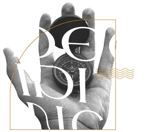 hand holding a compass