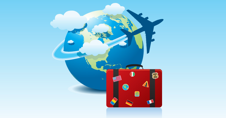 Plane flying across the world