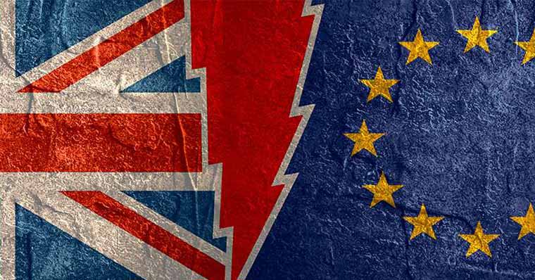 Half EU and UK flags