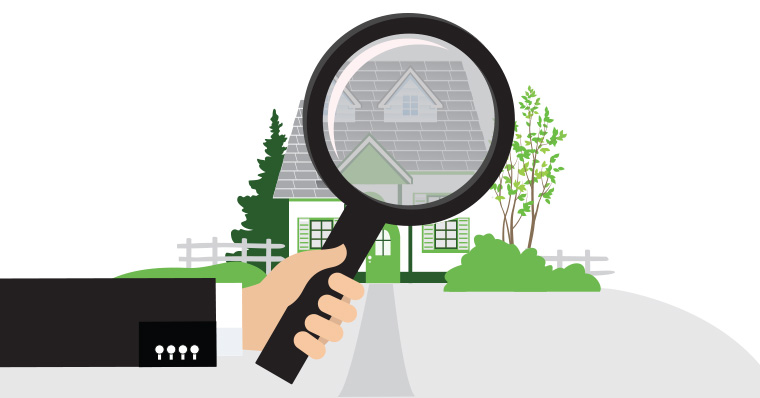 House with magnifying glass