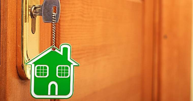 Door with house key chain