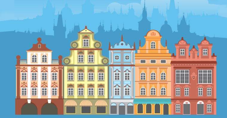 Illustration of classic houses