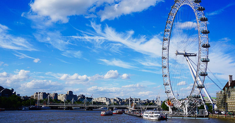 Landscape image with the london eye on the right