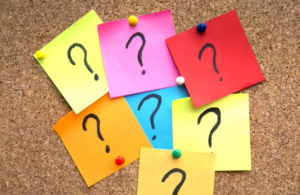 Post-it notes with question marks