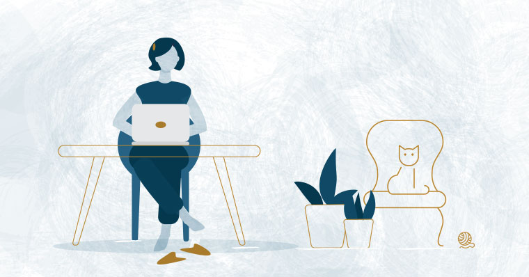 woman working remotely at home desk