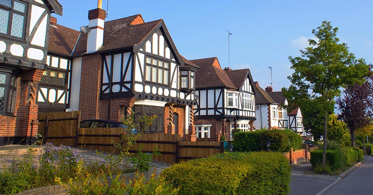 Row of suburban houses in the UK