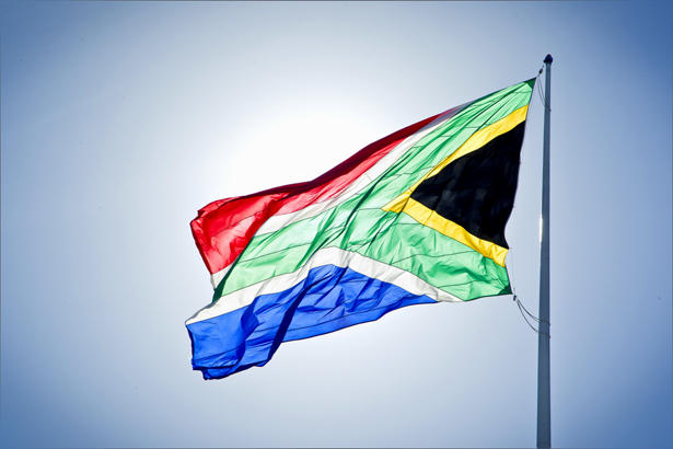South African flag on pole