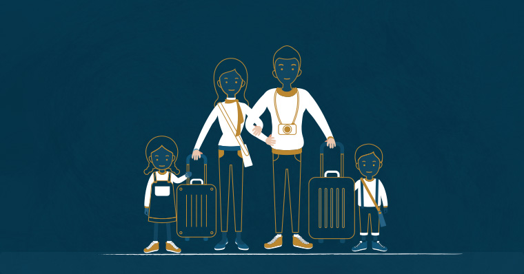 family with travel bags