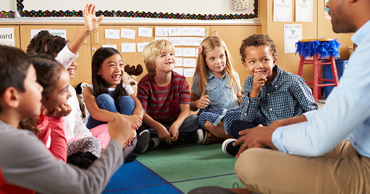Teacher with kids