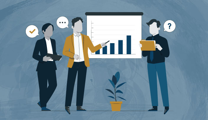 WE_Financial planner financial planning team pointing at graph while someone struggles to make a decision