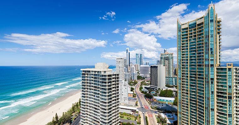 Skyscrapers, along the beach road