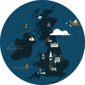 Illustrated map of the UK