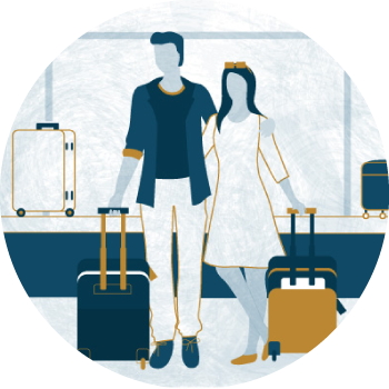 Illustration - Couple at airport Illustration - Couple at airport