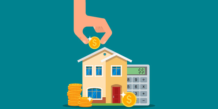Graphic of a house and a hand Graphic of a house and a hand